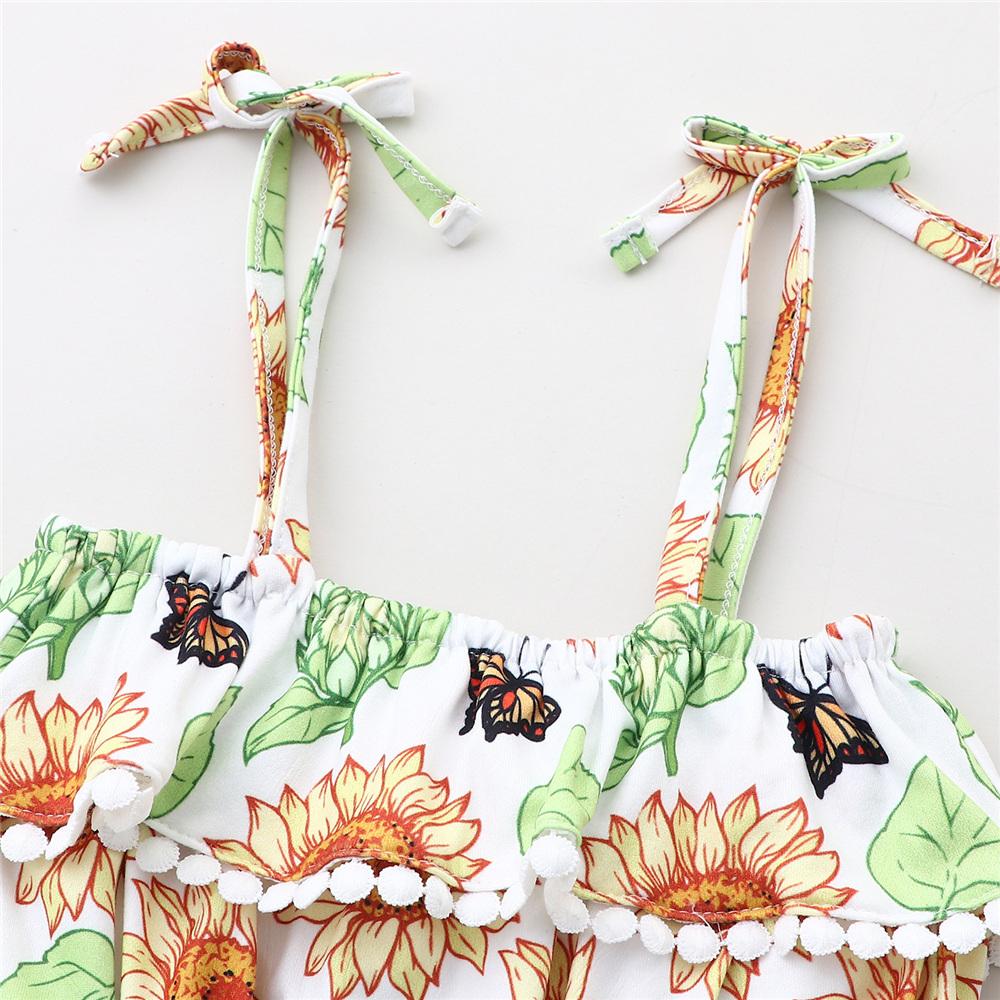 Girls Floral Printed Fashion Sling Jumpsuit children wholesale clothing