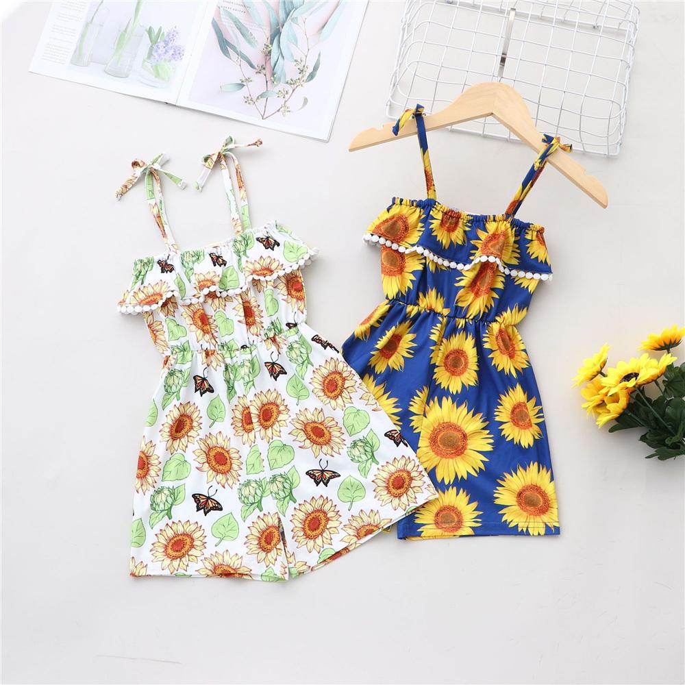 Girls Floral Printed Fashion Sling Jumpsuit children wholesale clothing