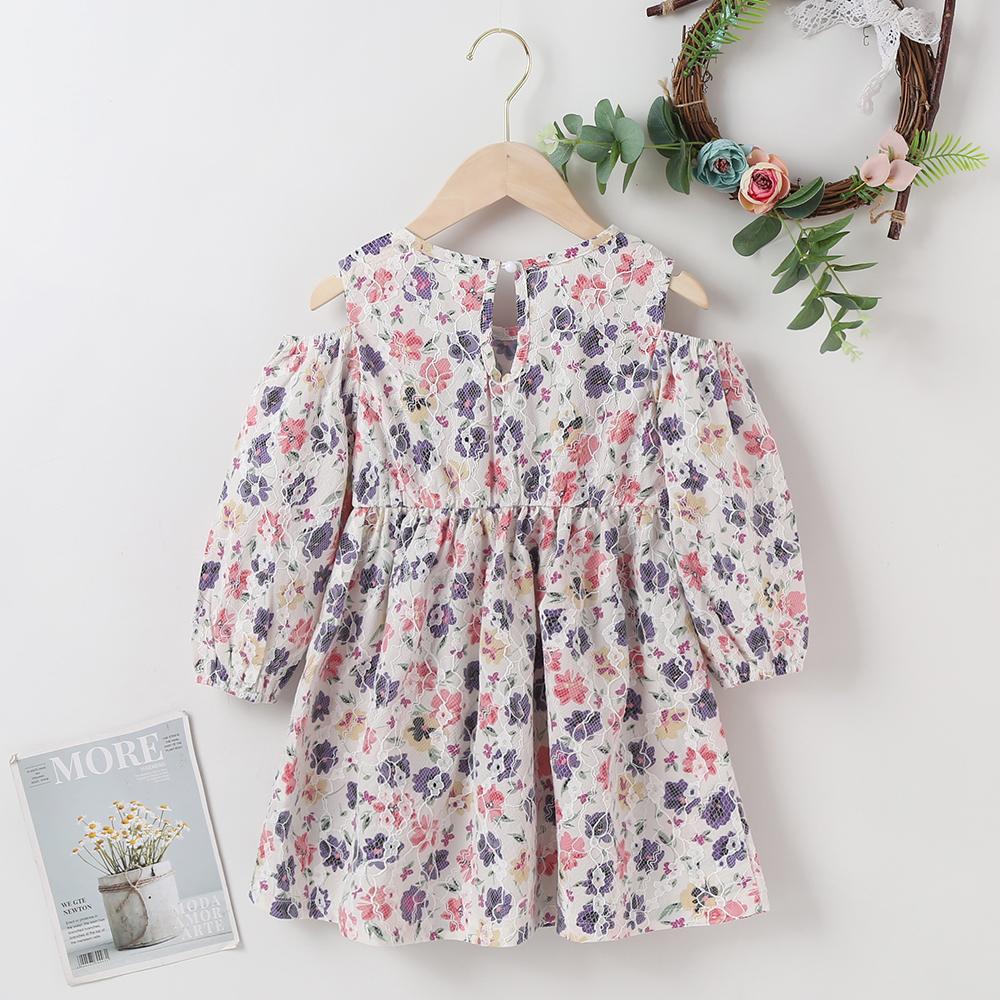 Princess Floral Printed Long Sleeve Dress wholesale kids clothing