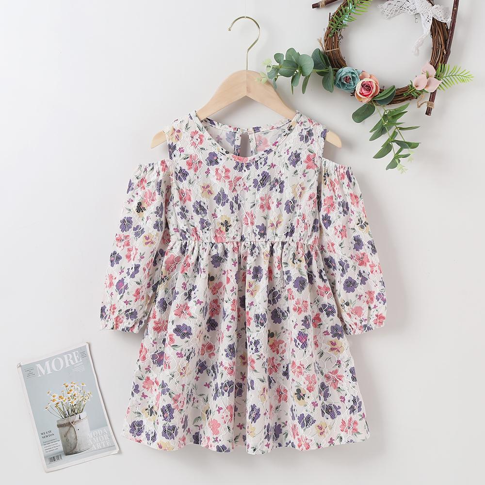 Princess Floral Printed Long Sleeve Dress wholesale kids clothing