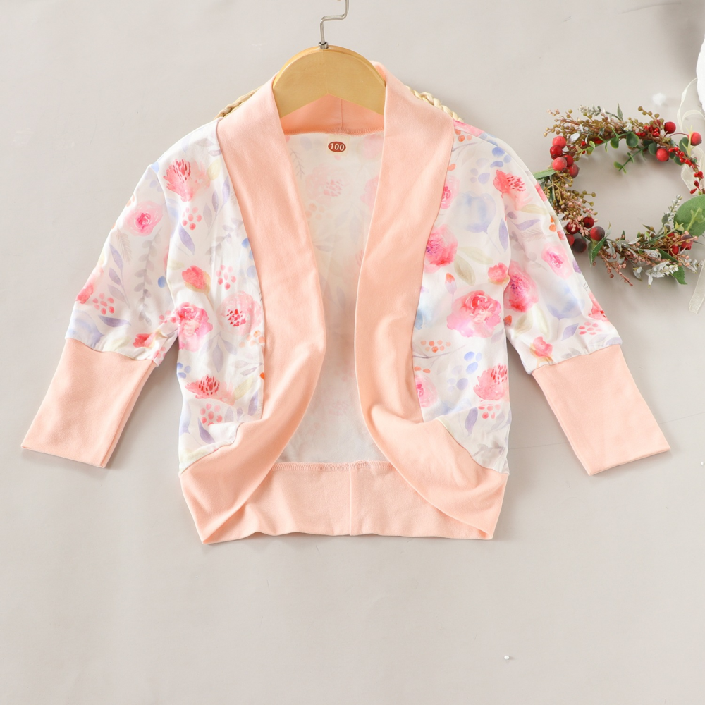 Girls Floral Printed Long Sleeve Jacket Trendy Kids Wholesale Clothing