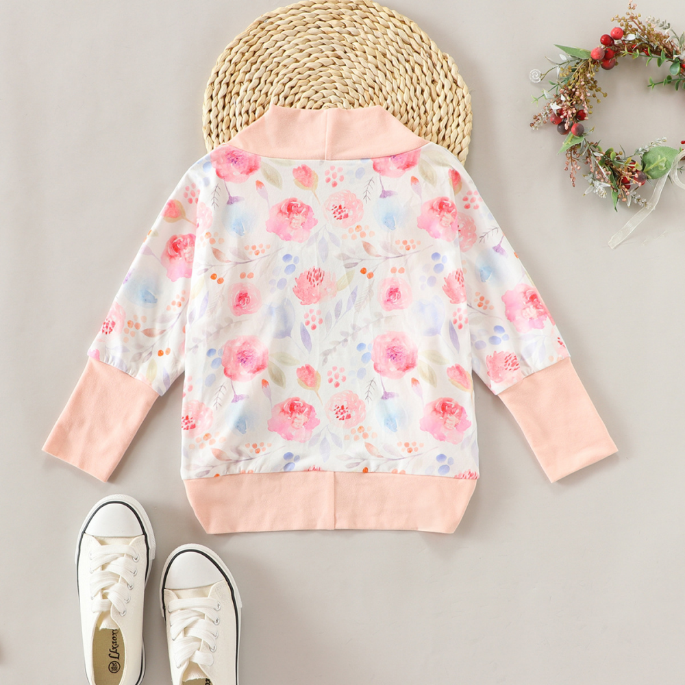 Girls Floral Printed Long Sleeve Jacket Trendy Kids Wholesale Clothing