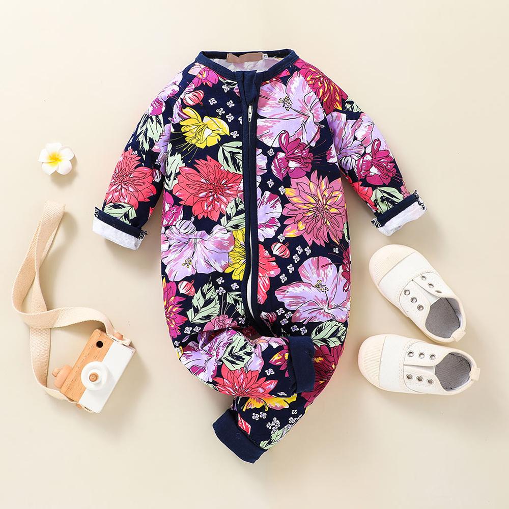 Baby Girls Floral Printed Long Sleeve Romper cheap baby clothes wholesale