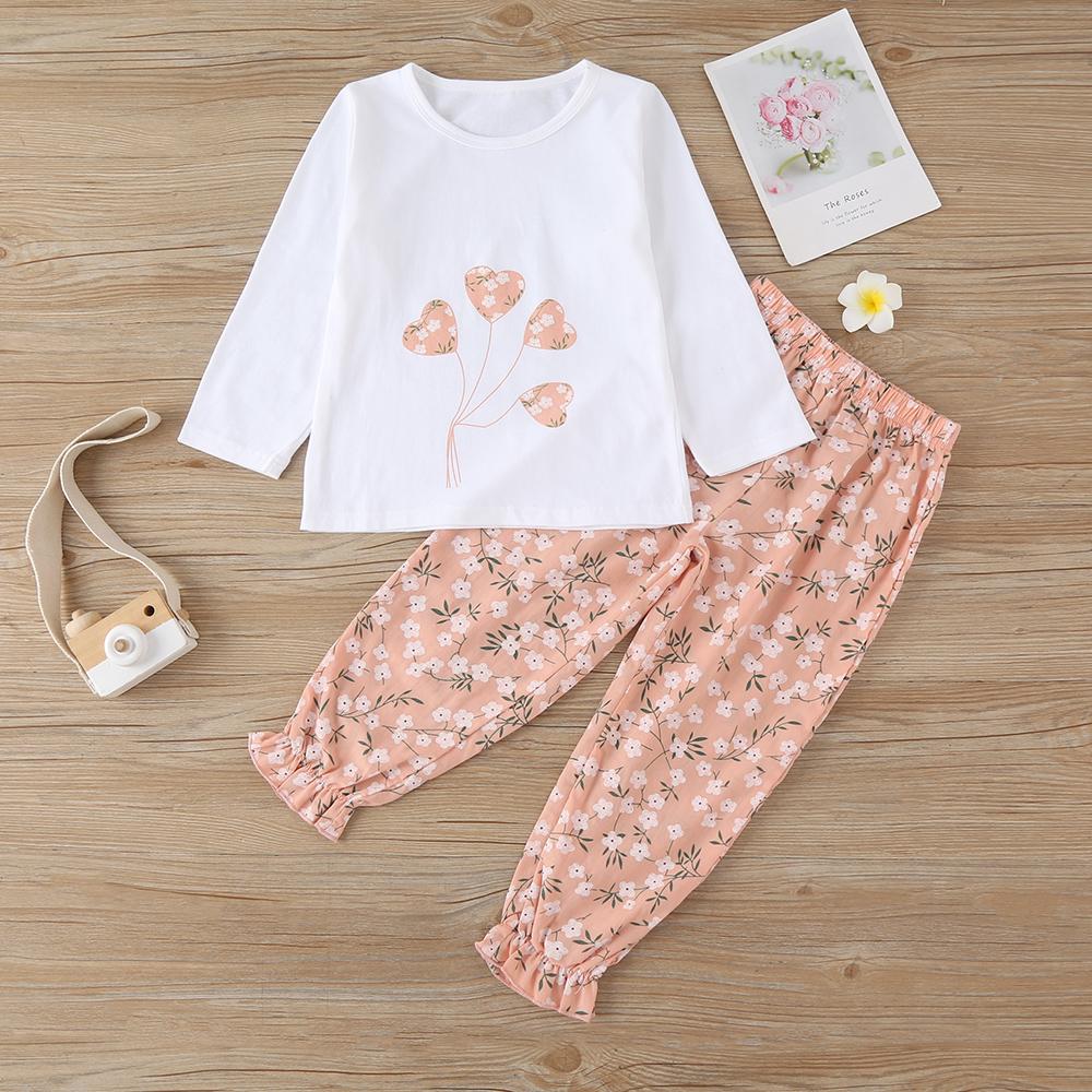 Girls Floral Printed Long Sleeve Top & Pants wholesale kids clothes
