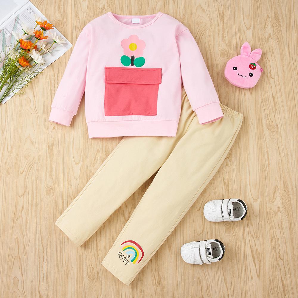 Girls Floral Printed Long Sleeve Top & Pants wholesale kids clothing