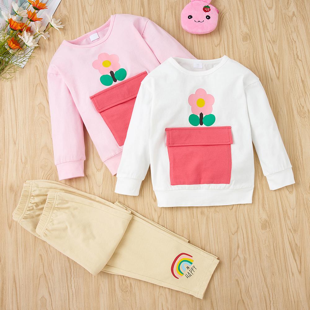 Girls Floral Printed Long Sleeve Top & Pants wholesale kids clothing