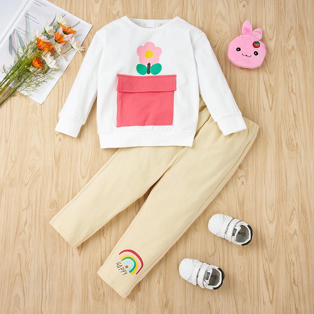 Girls Floral Printed Long Sleeve Top & Pants wholesale kids clothing