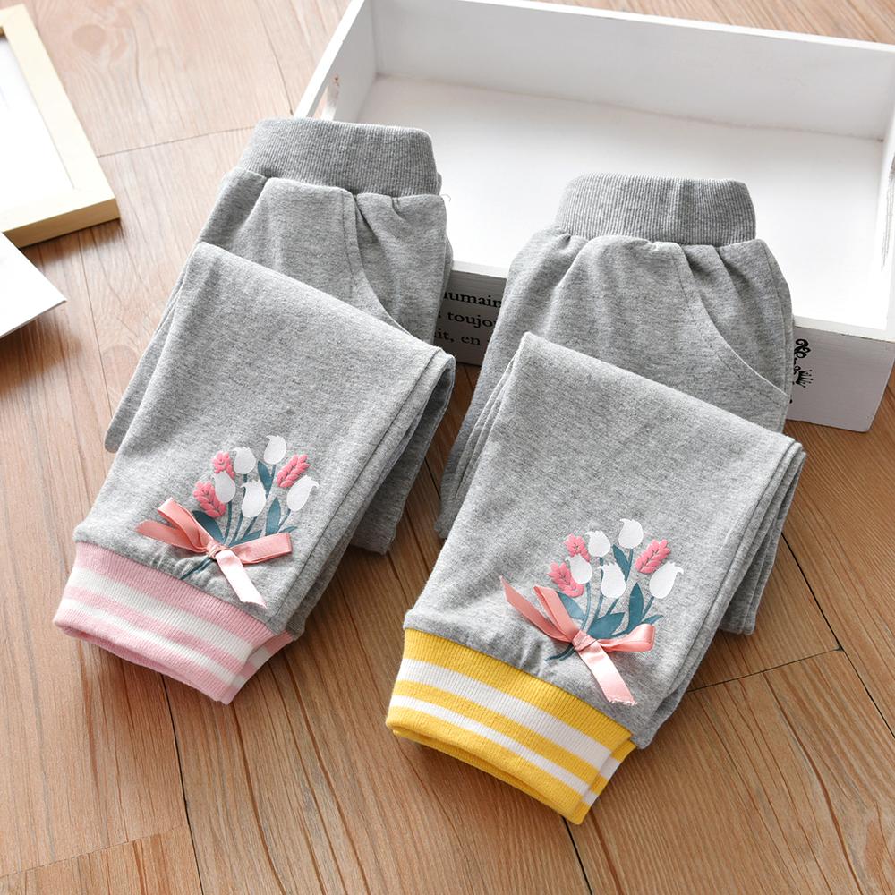 Girls Floral Printed Pocket Fashion Pants trendy kids wholesale clothing