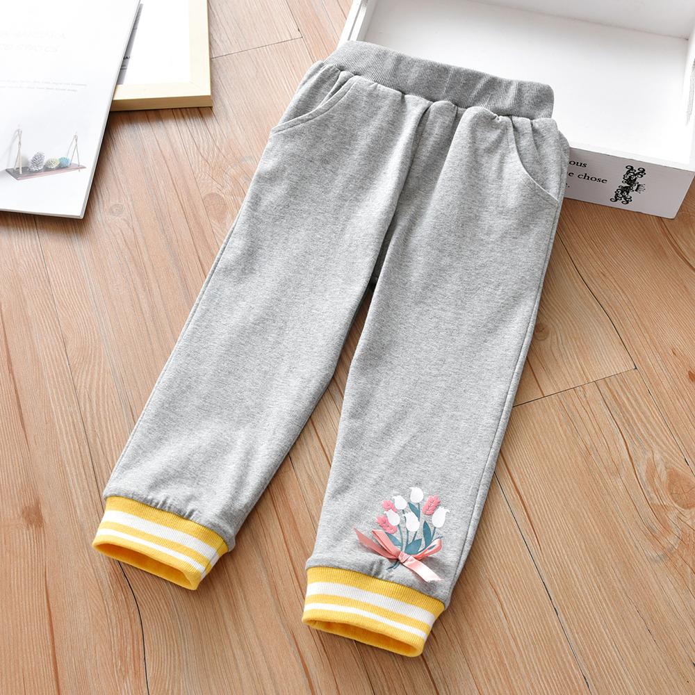 Girls Floral Printed Pocket Fashion Pants trendy kids wholesale clothing