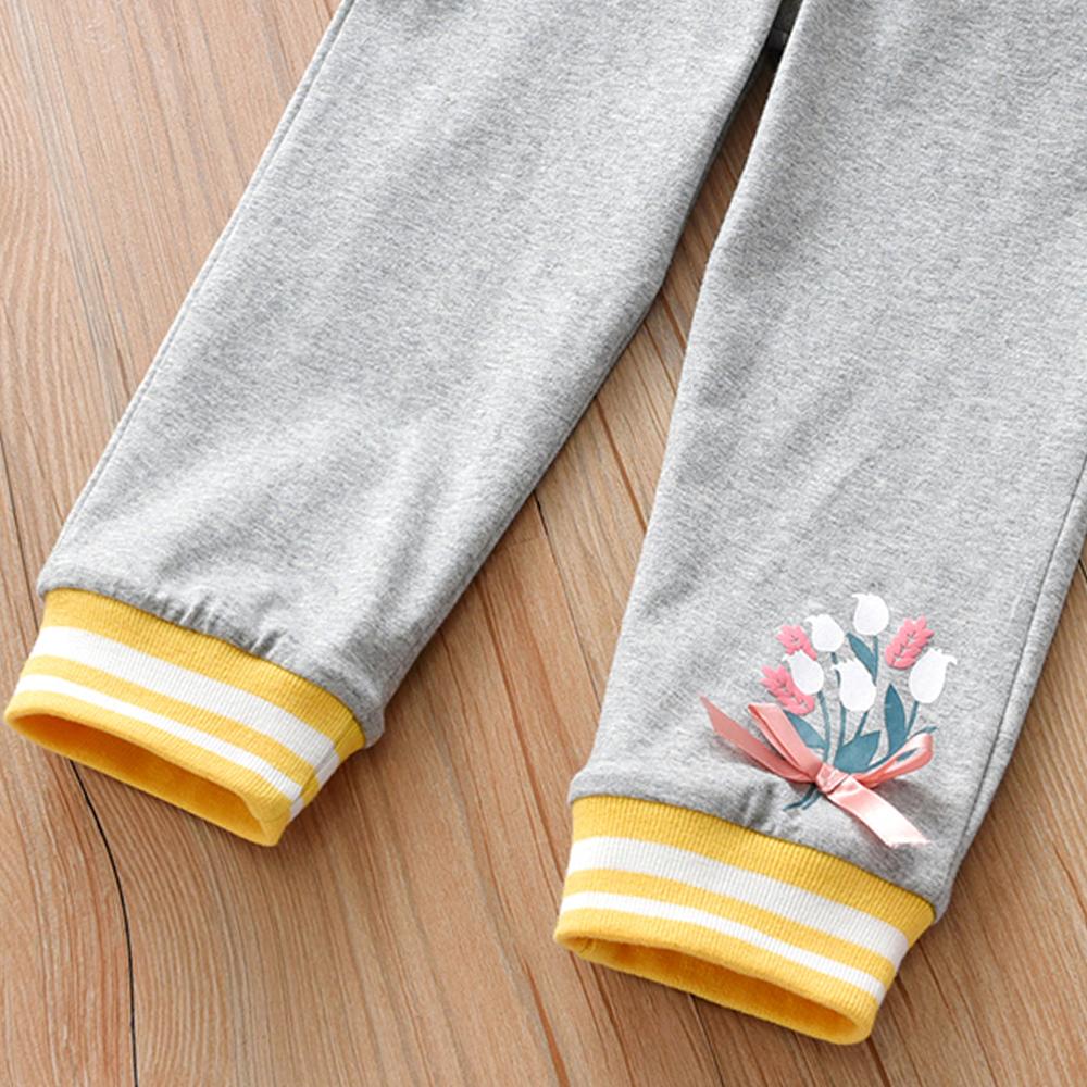 Girls Floral Printed Pocket Fashion Pants trendy kids wholesale clothing