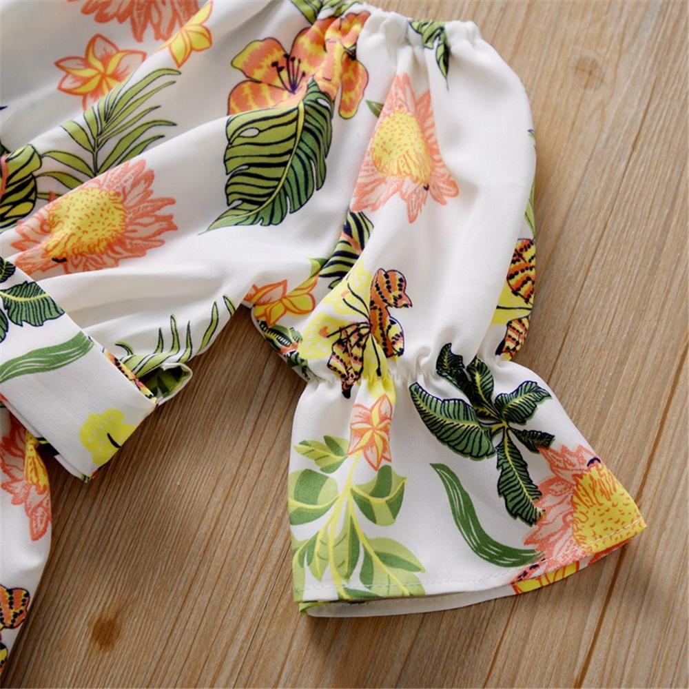 Girls Floral Printed Short Sleeve Belt Jumpsuit Baby Girl Boutique Clothing Wholesale