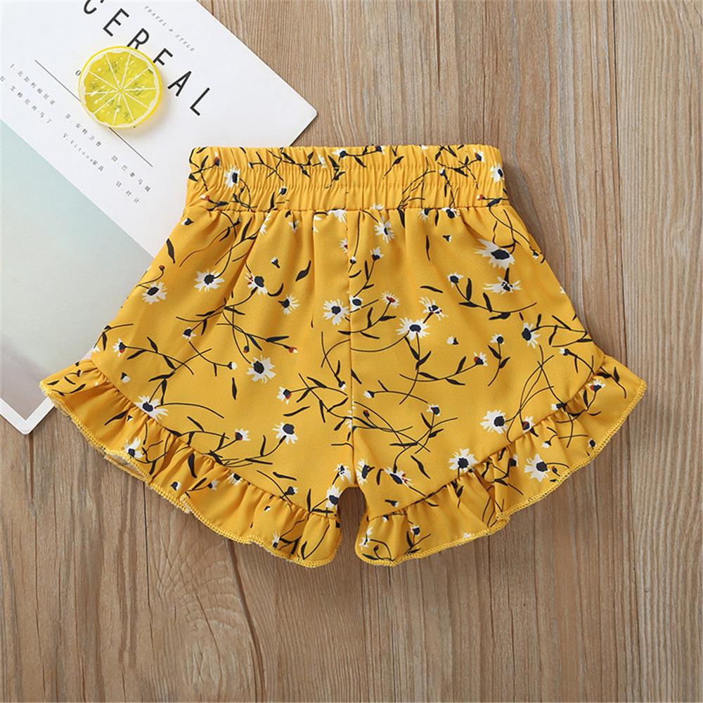 Girls Floral Printed Shorts trendy kids wholesale clothing