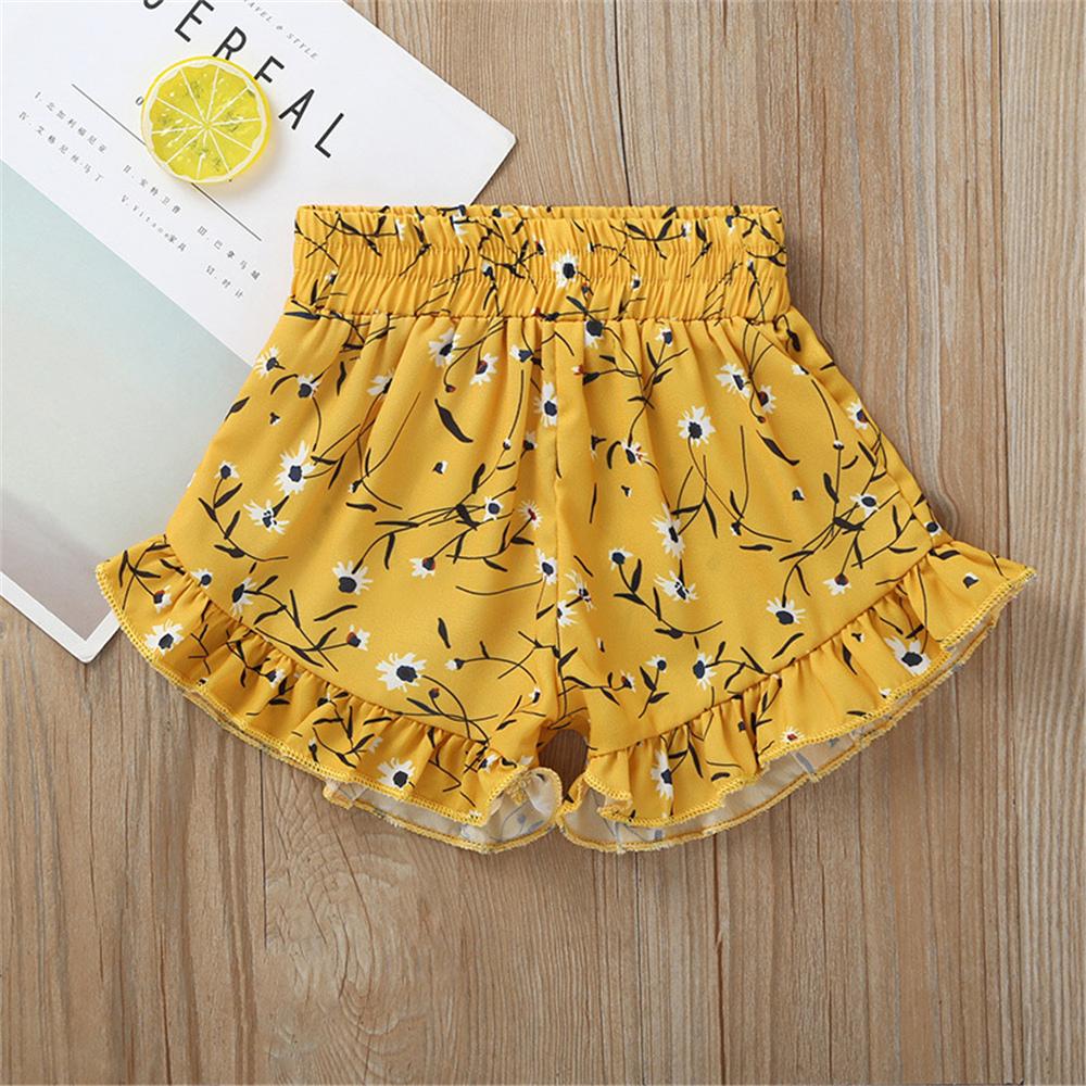 Girls Floral Printed Shorts trendy kids wholesale clothing