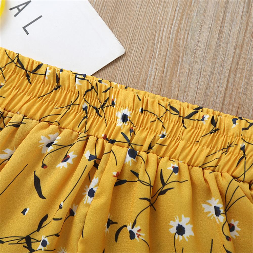 Girls Floral Printed Shorts trendy kids wholesale clothing