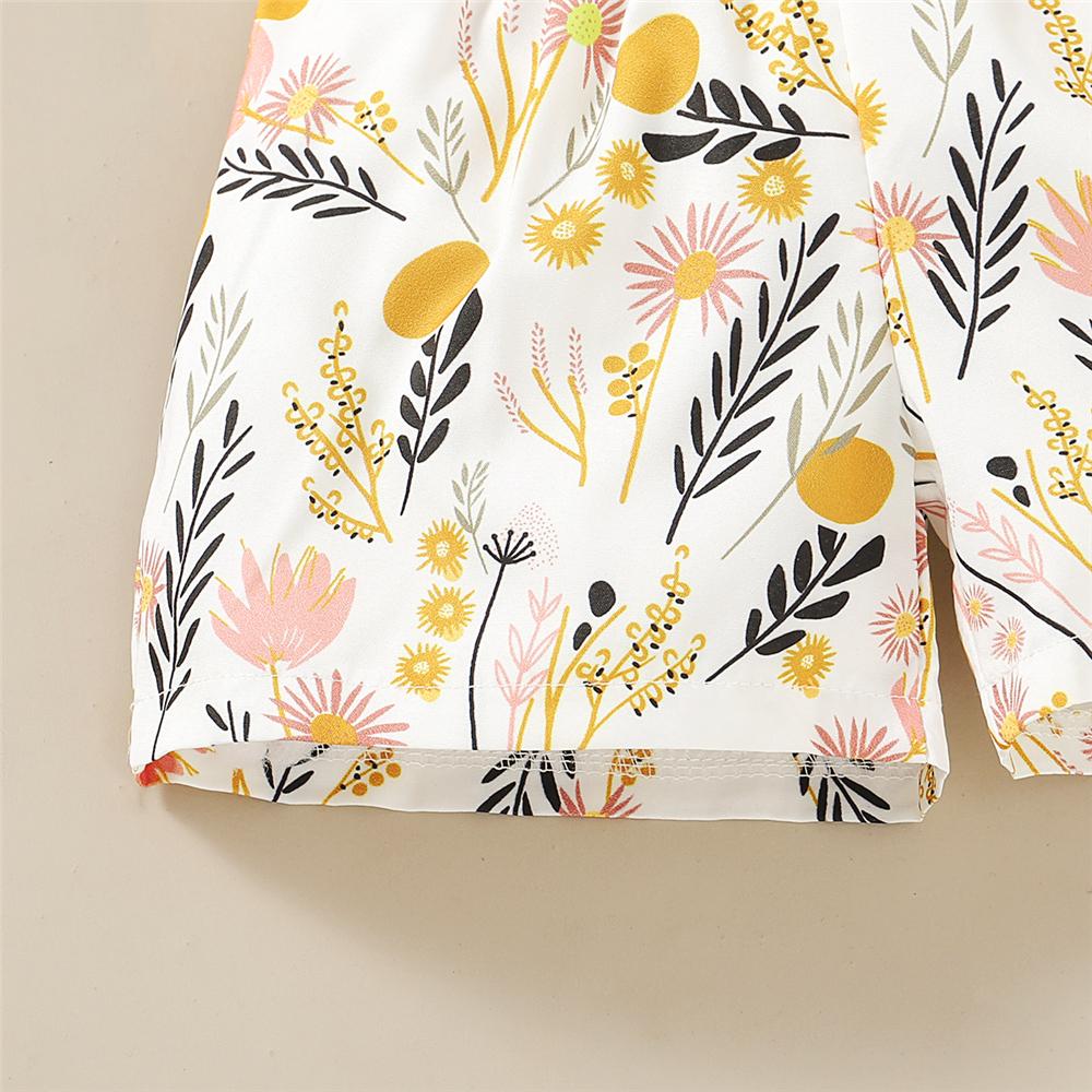 Girls Floral Printed Sleeveless Button Summer Jumpsuit & Belt Little Girl Leggings Wholesale