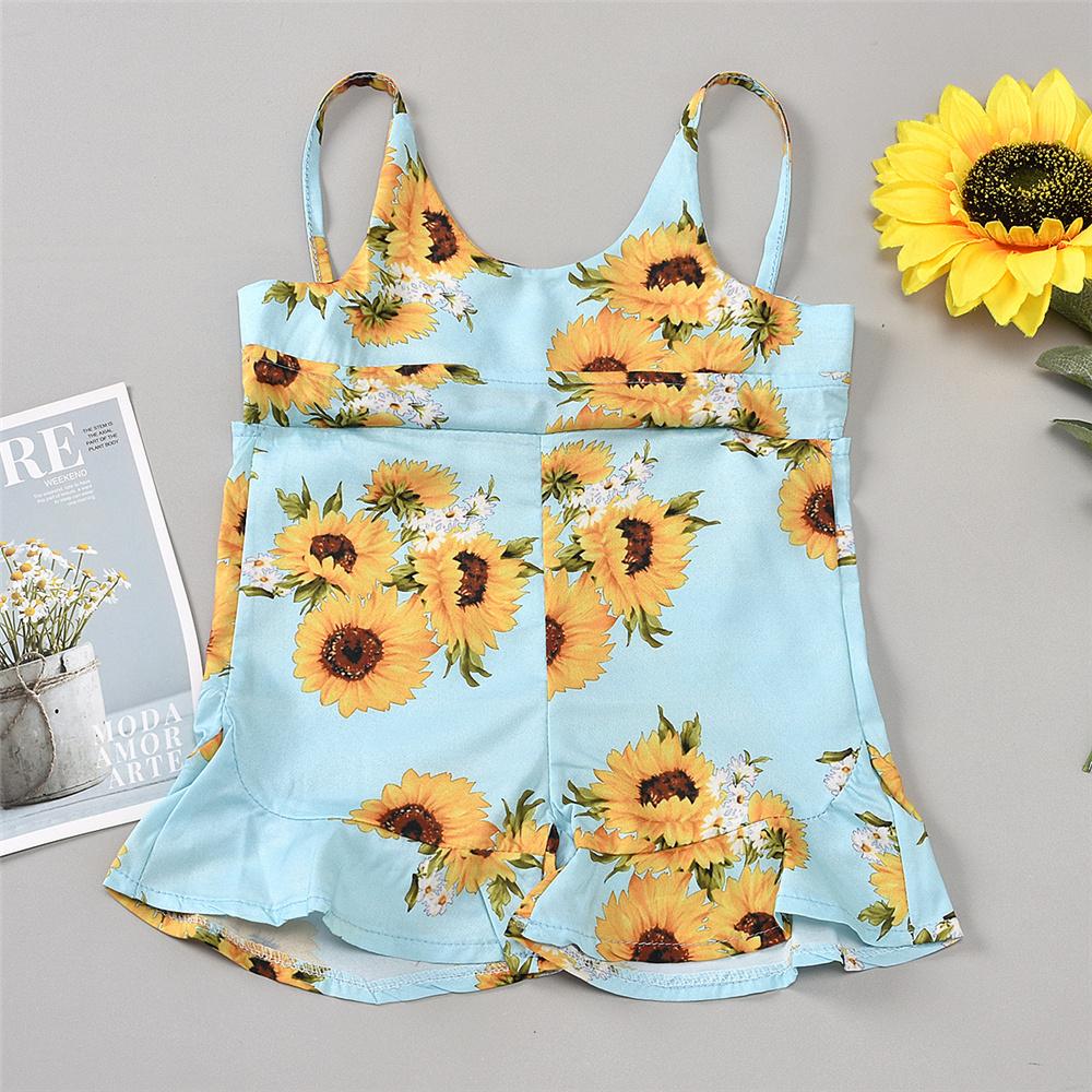 Girls Floral Printed Sleeveless Summer Jumpsuit Baby Clothes Wholesale Suppliers