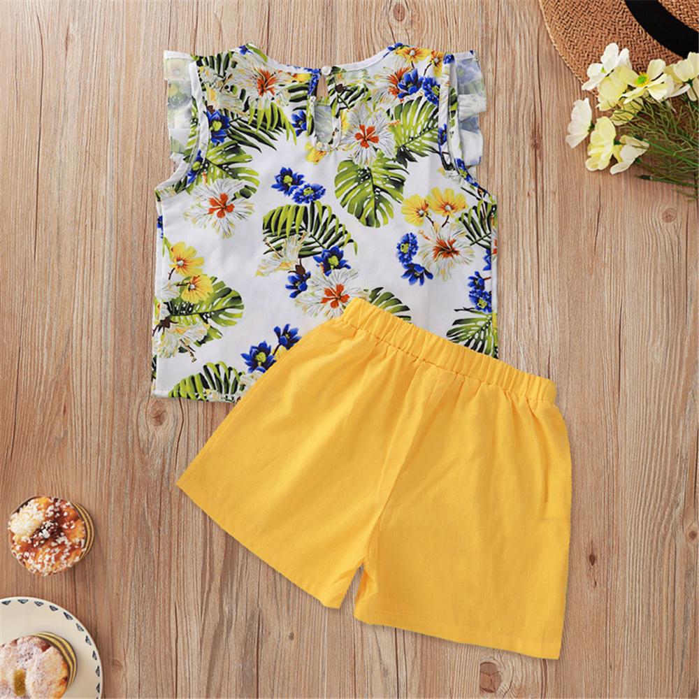 Girls Floral Printed Sleeveless Top & Shorts wholesale kids clothing