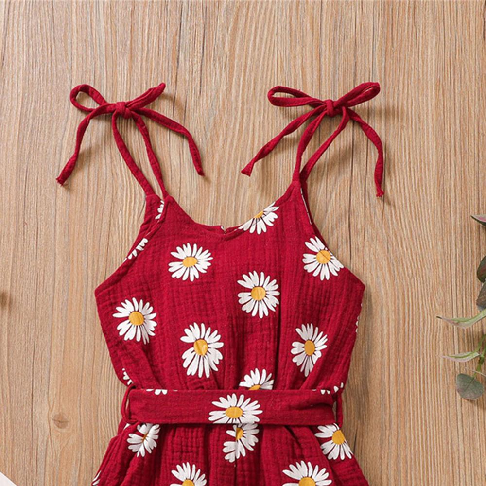 Girls Floral Printed Sling Jumpsuit Summer Romper childrens wholesale clothing