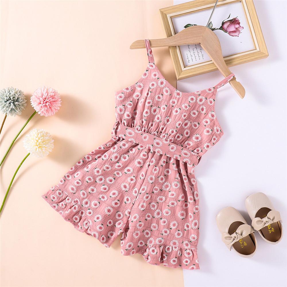Girls Floral Printed Summer Suspender Jumpsuit wholesale childrens clothing online