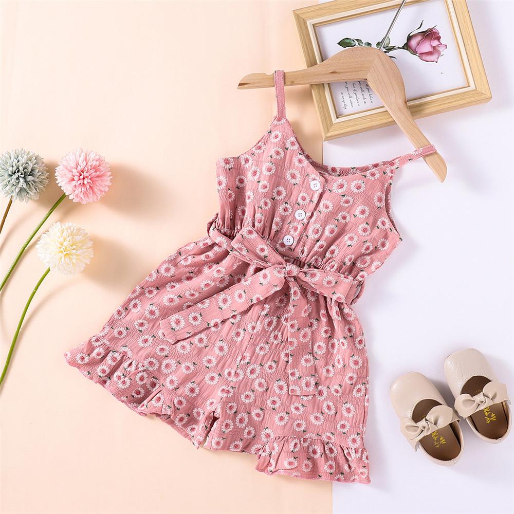 Girls Floral Printed Summer Suspender Jumpsuit wholesale childrens clothing online