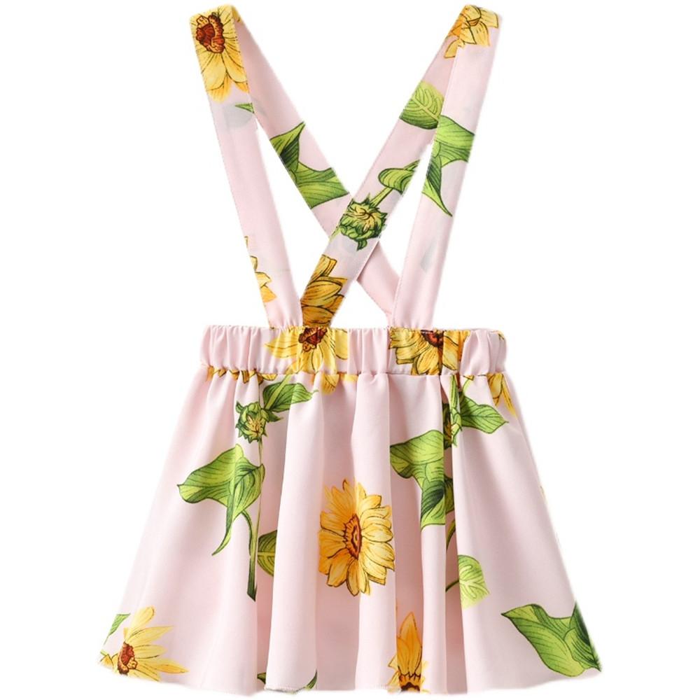 Girls Floral Printed Suspender Skirt wholesale toddler clothes