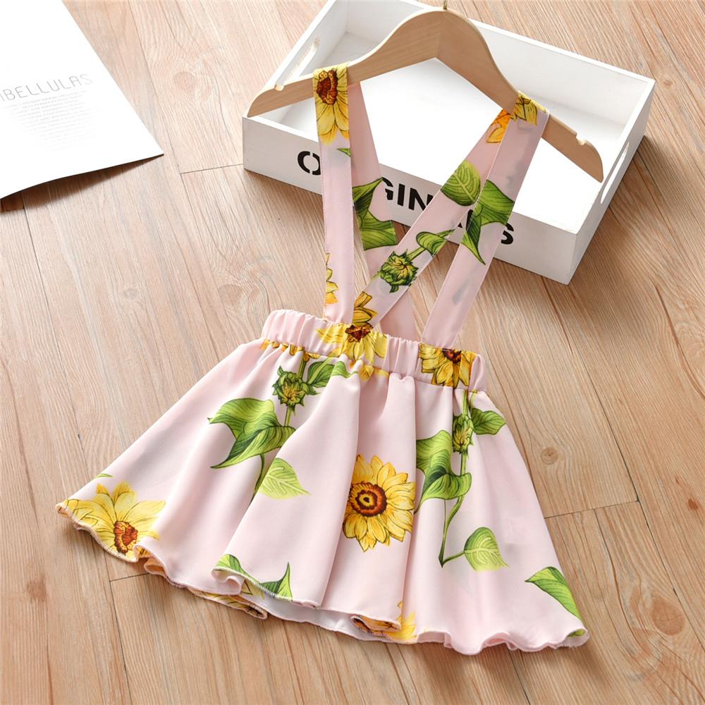 Girls Floral Printed Suspender Skirt wholesale toddler clothes