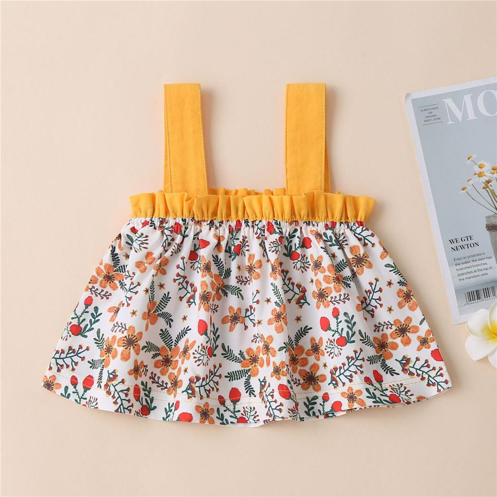 Baby Girls Floral Printed Suspender Top & Shorts cheap baby clothes wholesale