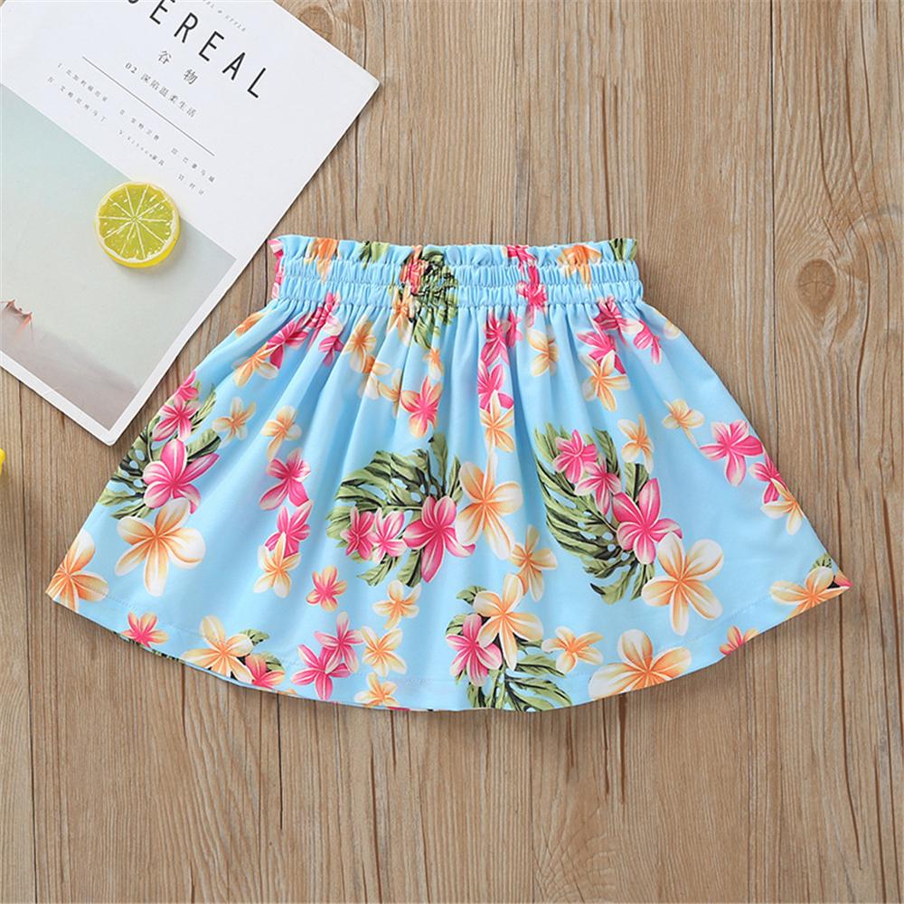 Girls Floral Printed Tube Top & Skirt Wholesale Clothing For Girls