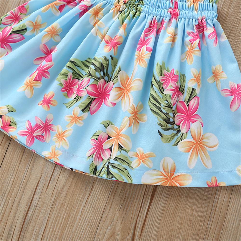 Girls Floral Printed Tube Top & Skirt Wholesale Clothing For Girls