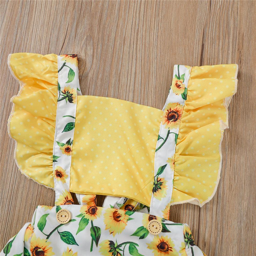Baby Girls Flower Fruit Printed Flutter Sleeve Romper & Headband wholesale baby boutique suppliers usa