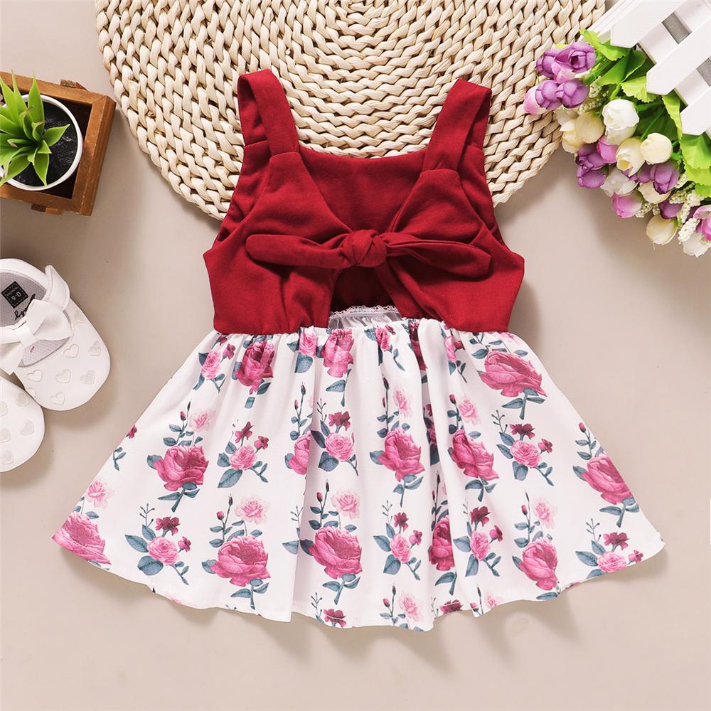 Baby Girls Flower Printed Suspender Dress Baby Clothes Wholesale Suppliers