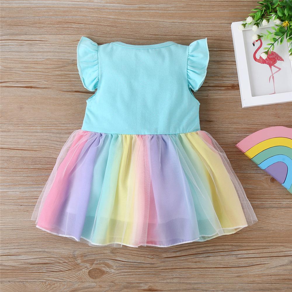 Girls Flutter-Sleeve Splicing Mesh Princess Dress wholesale children's boutique clothing suppliers usa