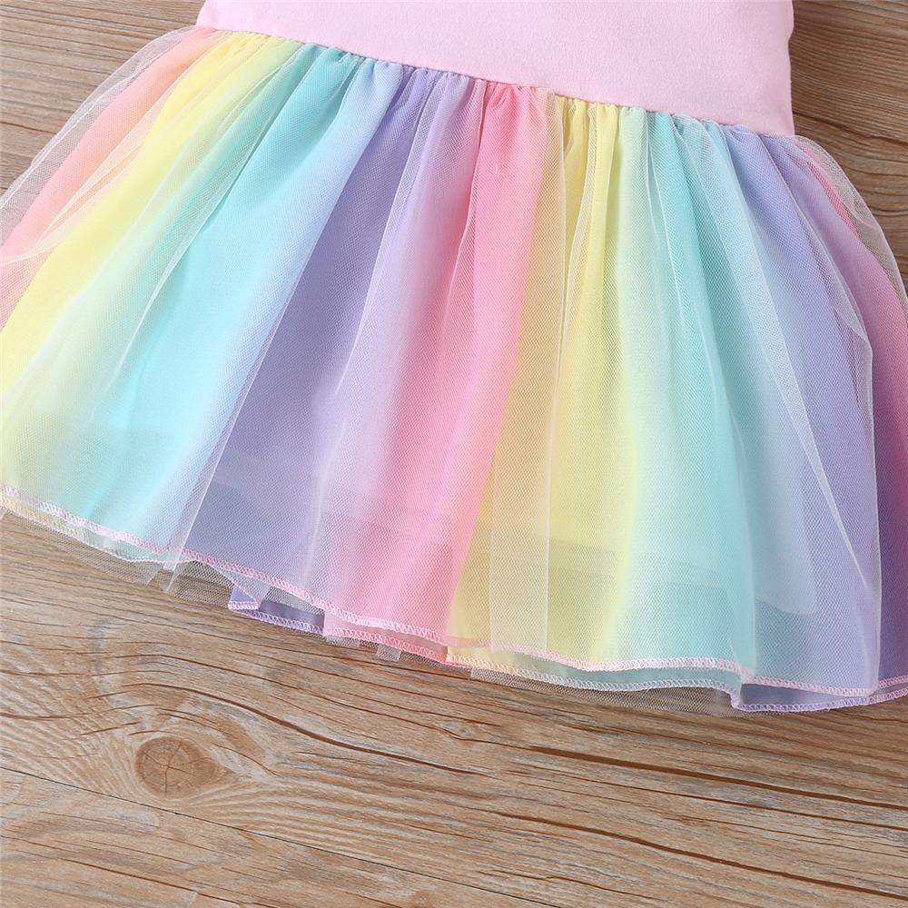 Girls Flutter-Sleeve Splicing Mesh Princess Dress wholesale children's boutique clothing suppliers usa