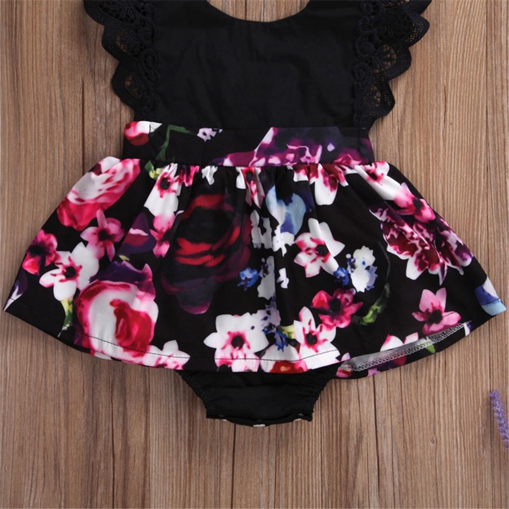 Baby Girls Flutter Sleeve Floral Printed Splicing Romper & Headband baby clothes wholesale distributors