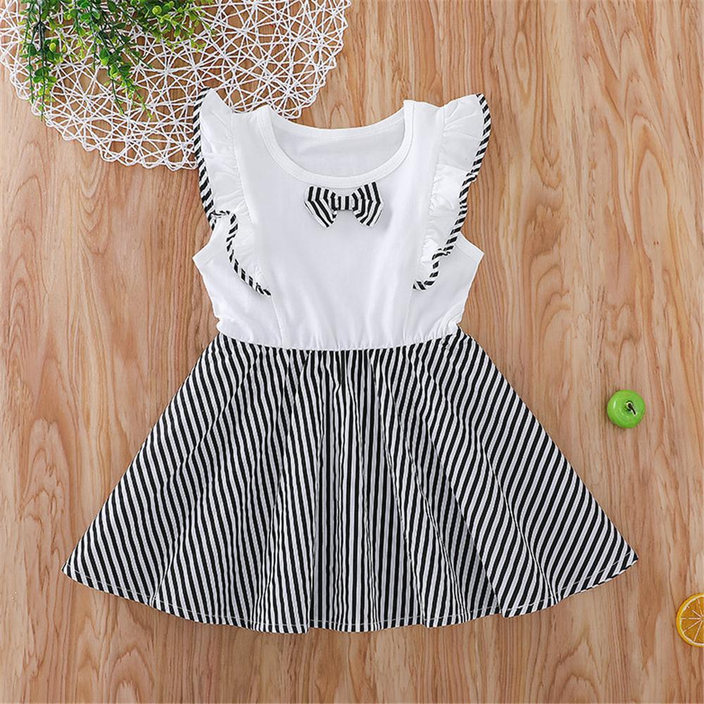 Girls Fly Sleeve Striped A-Line Summer Dress Kids Clothing Suppliers