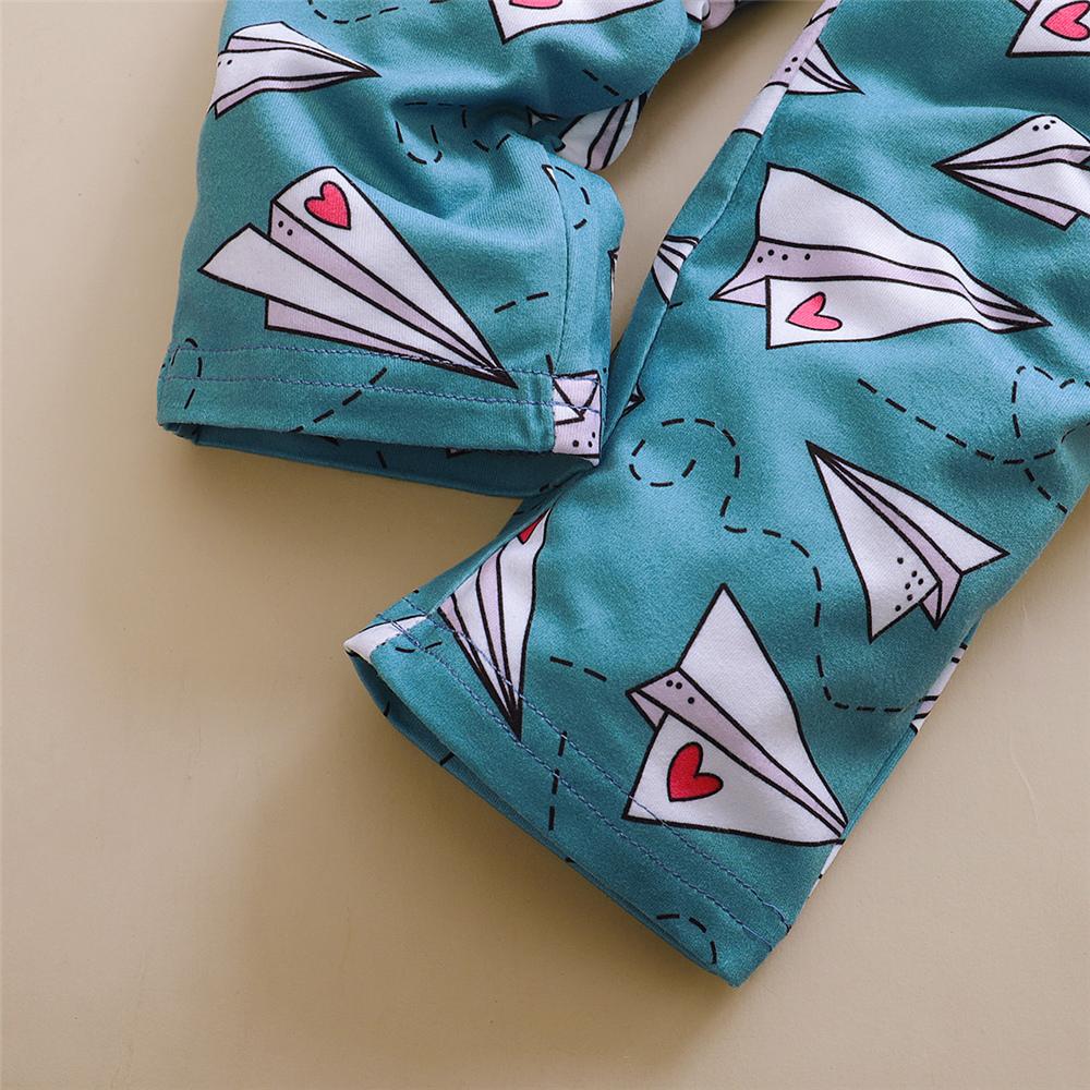 Unisex Flying Heart Envelope Printed Short Sleeve Top & Pants wholesale toddler clothing