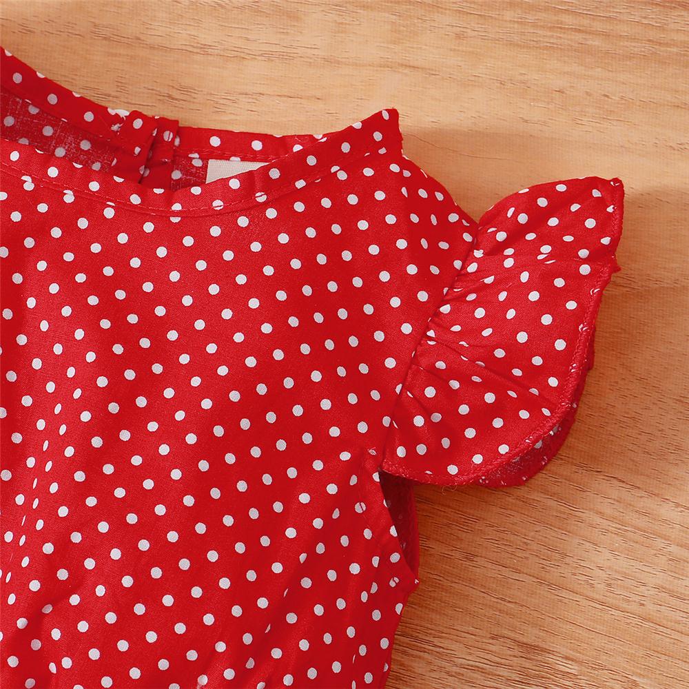 Girls Flying Sleeve Polka Dot Top & Shorts wholesale childrens clothing