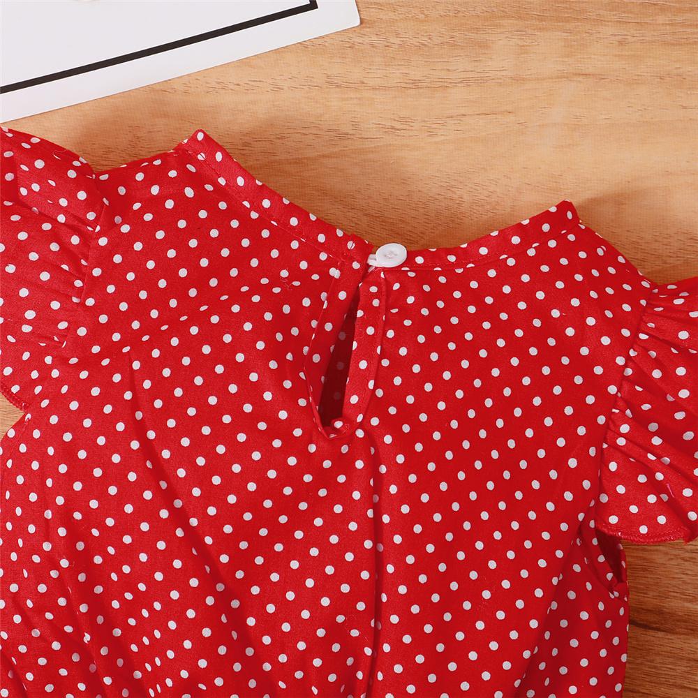 Girls Flying Sleeve Polka Dot Top & Shorts wholesale childrens clothing