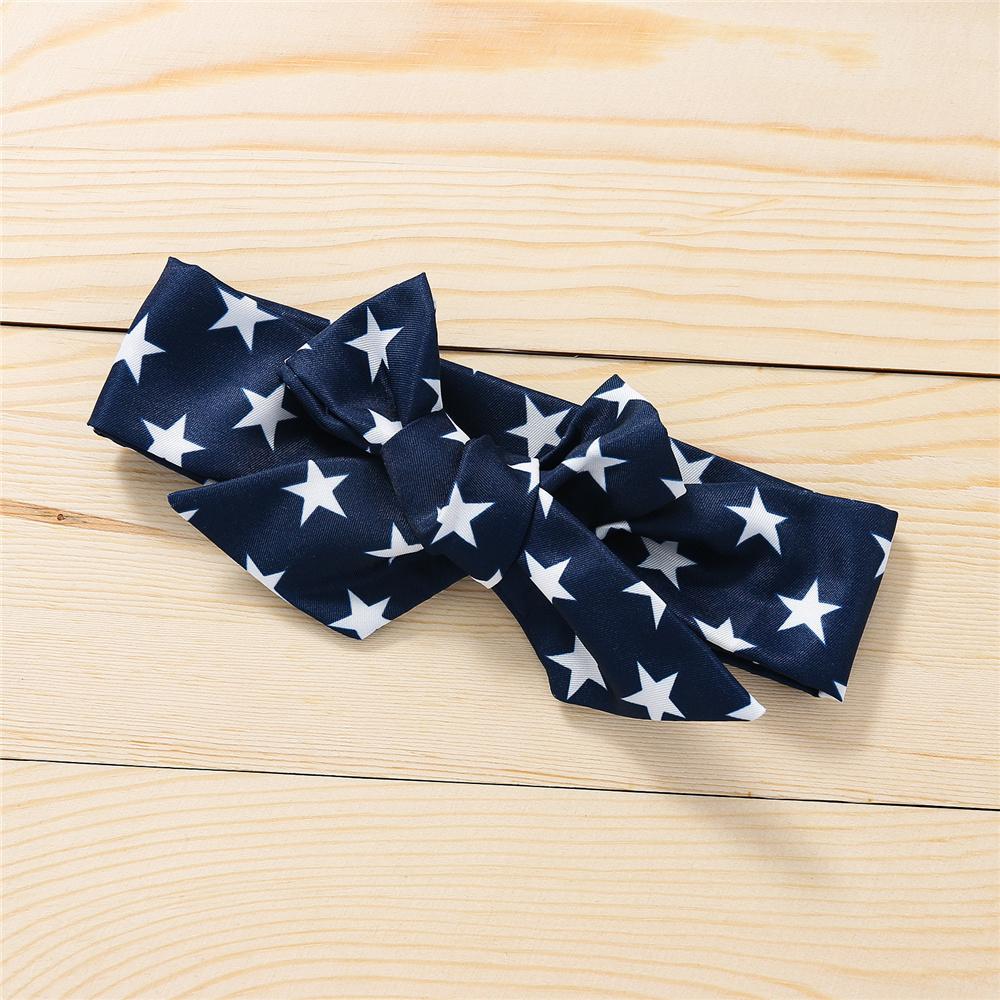 Girls Flying Sleeve Striped Star Dress & Headband children wholesale clothing