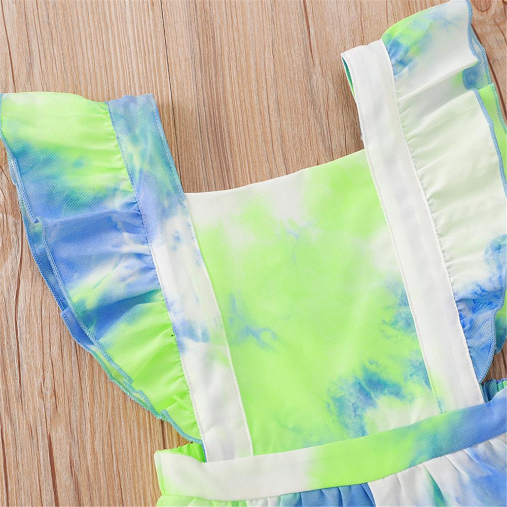 Girls Flying Sleeve Tie Dye Fashion Jumpsuit Toddler Clothing Wholesale