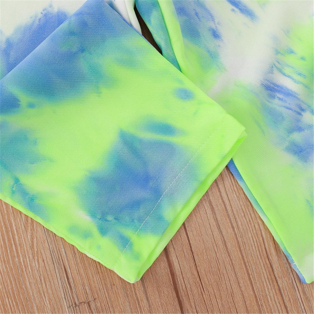 Girls Flying Sleeve Tie Dye Fashion Jumpsuit Toddler Clothing Wholesale