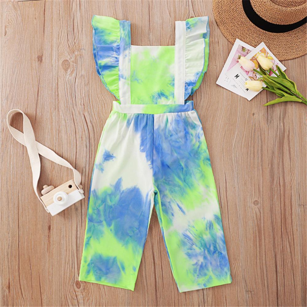 Girls Flying Sleeve Tie Dye Fashion Jumpsuit Toddler Clothing Wholesale