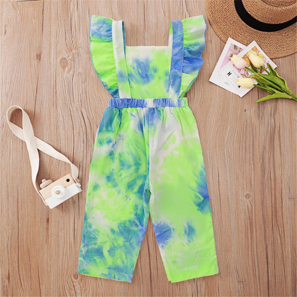 Girls Flying Sleeve Tie Dye Fashion Jumpsuit Toddler Clothing Wholesale