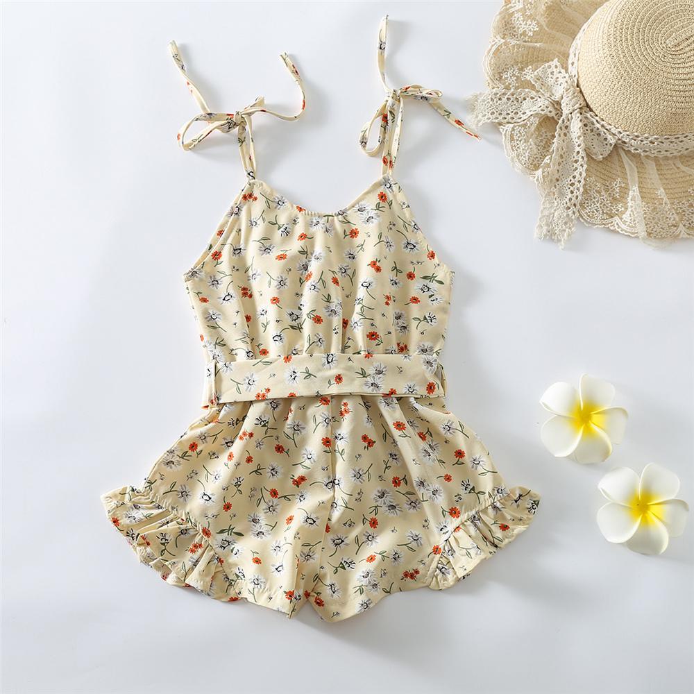 Girls Foral Button Suspender Jumpsuit children wholesale clothing