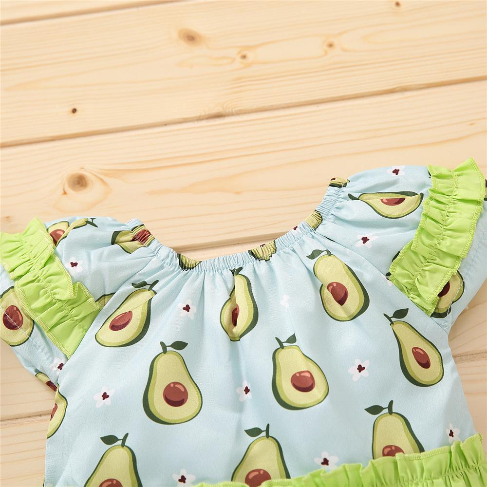 Girls Fruit Avocado Printed Short Sleeve Top & Shorts kids clothing vendors
