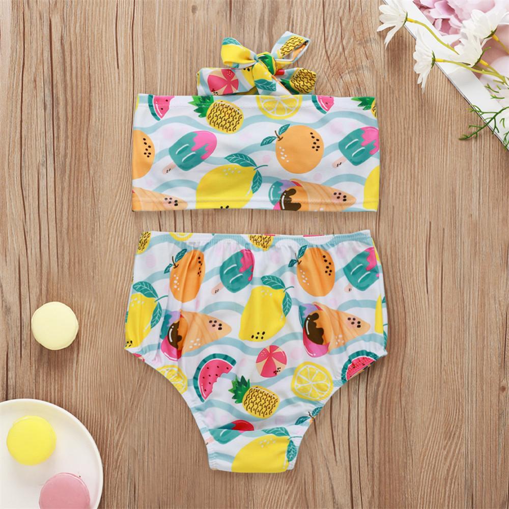 Girls Fruit Crab Printed 2 Pieces Swimming Suit 2 Piece Swimsuit With Shorts