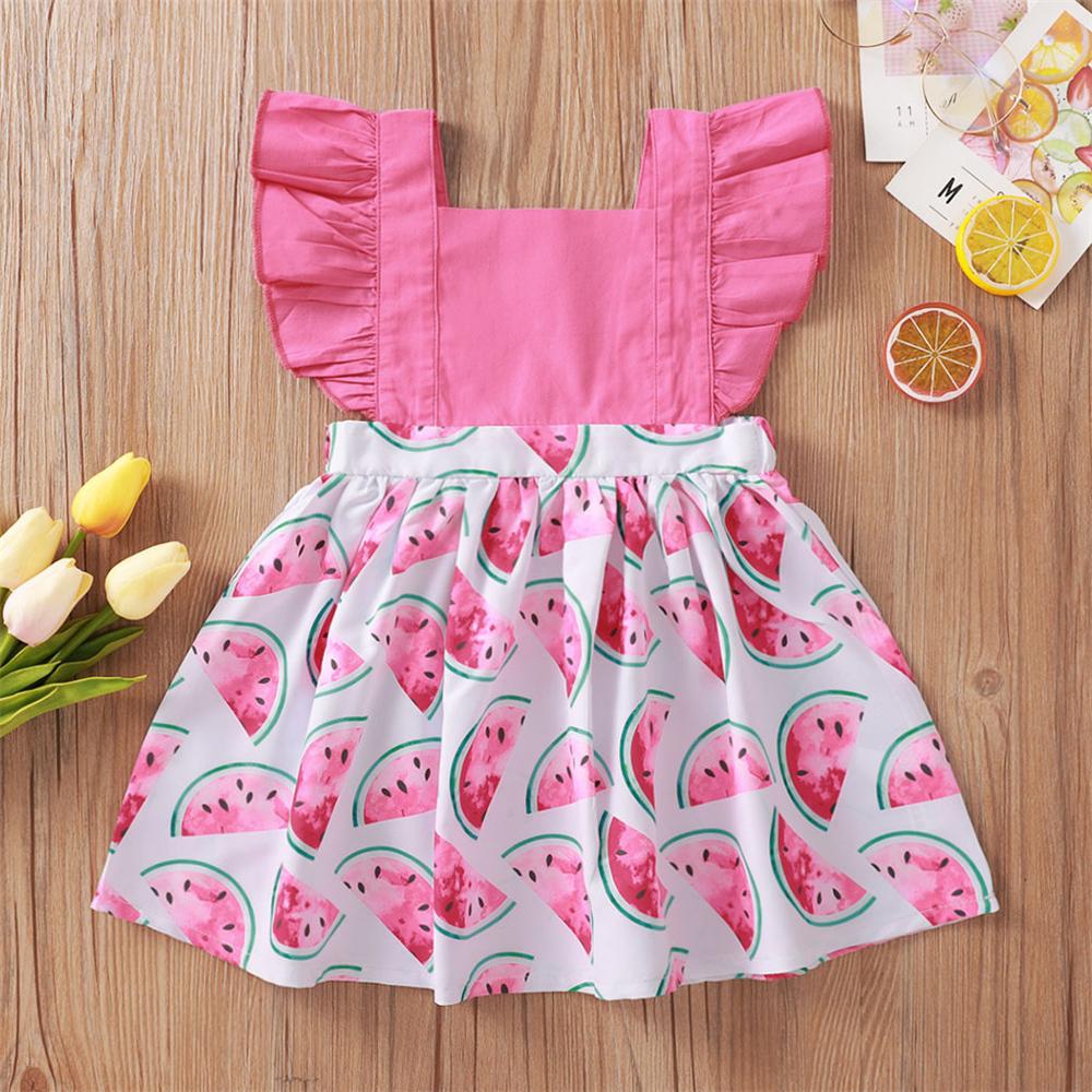 Baby Girls Fruit Flower Leaf Printed Sleeveless Dresses baby wholesale