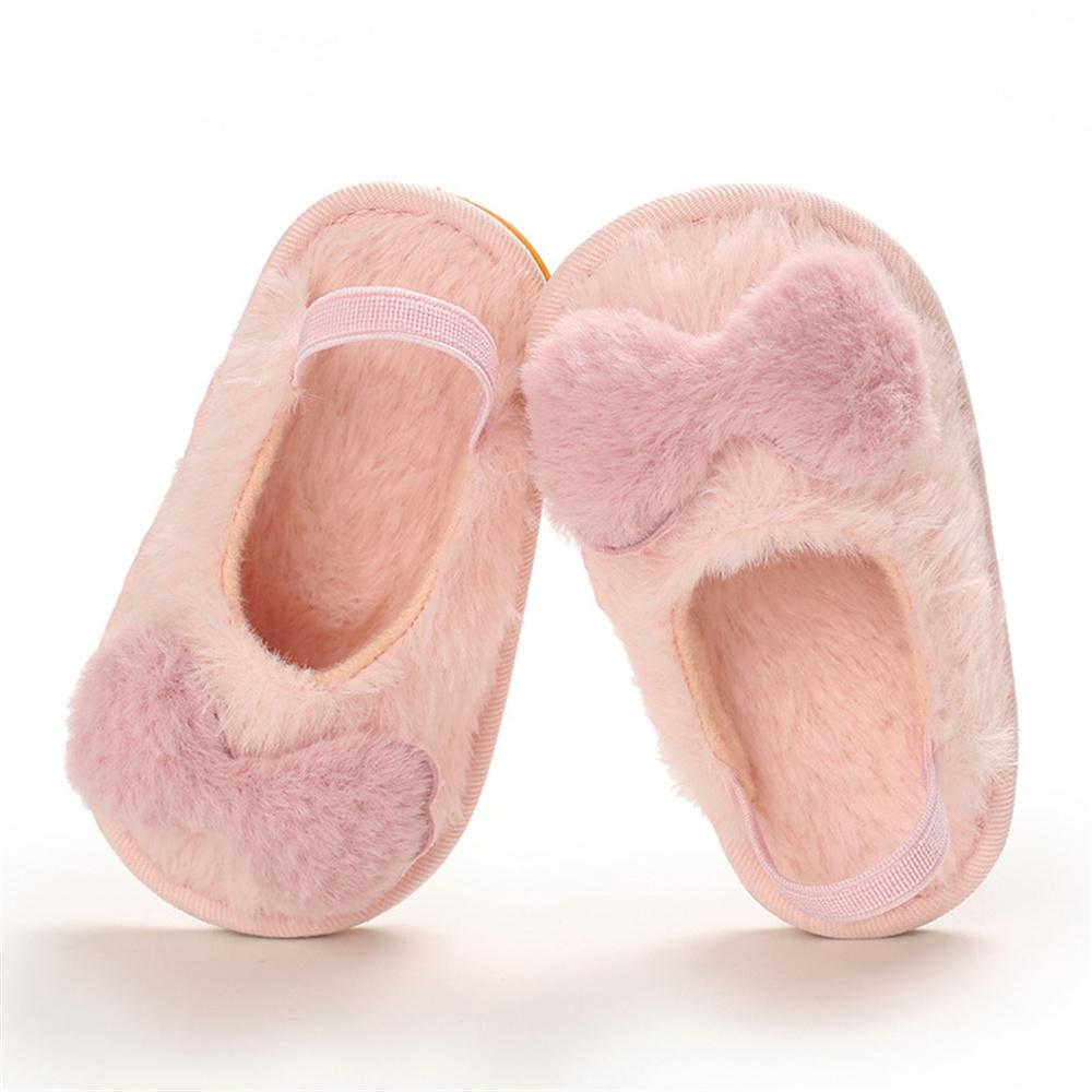 Baby Girls Fur Closed Toe Bow Decor Slip On Sandals Wholesale Baby Shoes