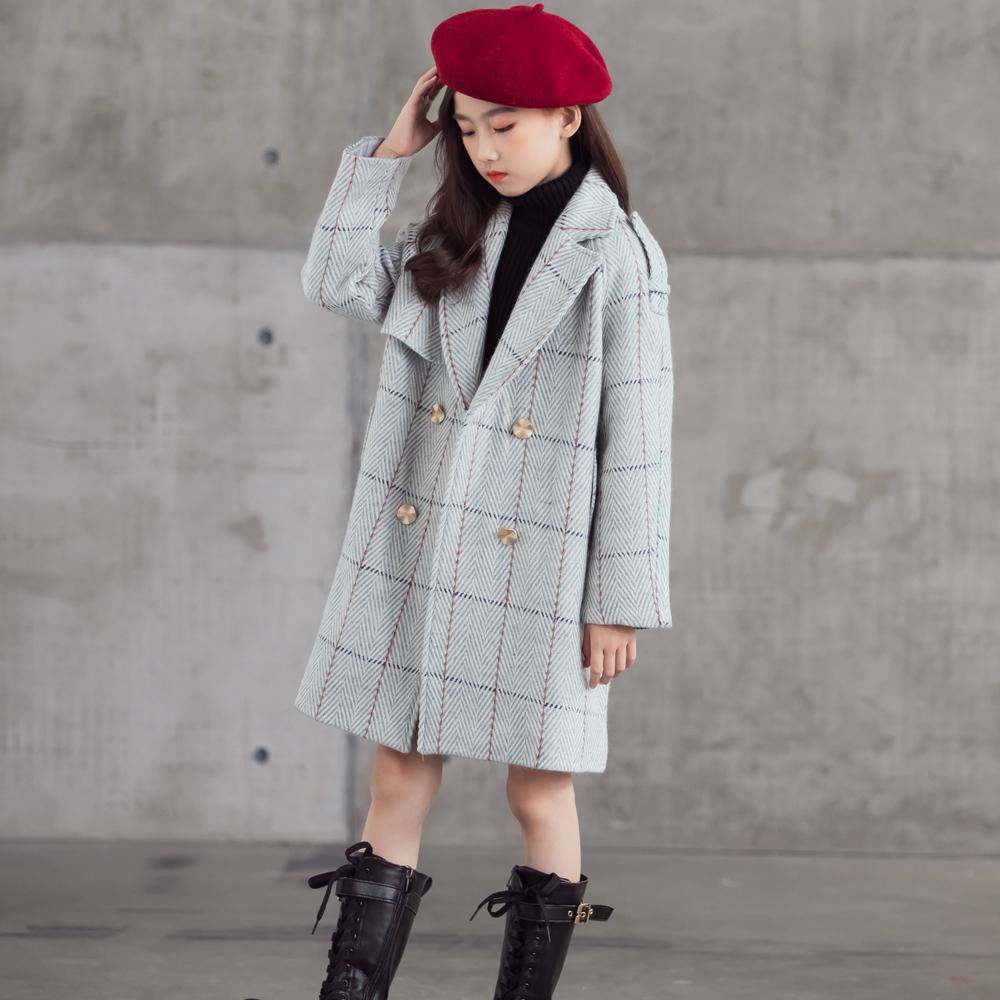 Girls Mid-Length Coat Thick Woolen Coat Kids Wholesale Clothing