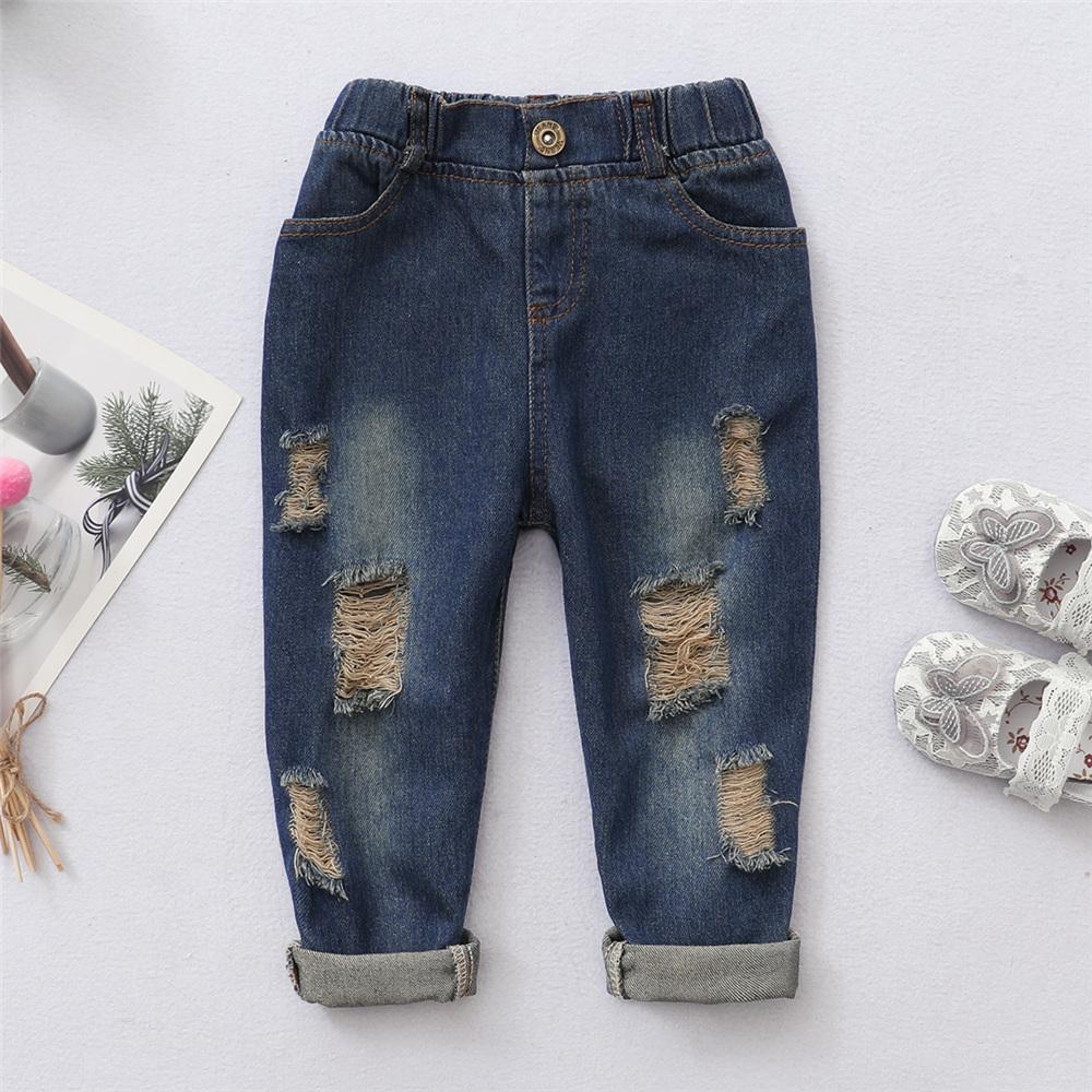 Girls Short Sleeve Floral Printed Fashion Top & Ripped Jeans trendy kids wholesale clothing